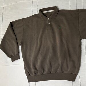 La Bull Brown Long Sleeve Polo Shirt size men’s small with two buttons